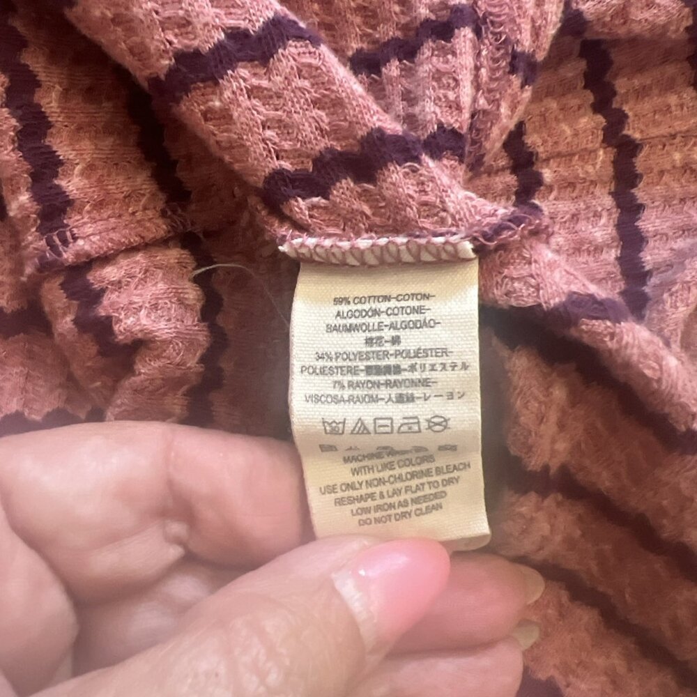 Free People We The Free Striped Slouchy Top Linen Blend Shirt Pink Size Large - Picture 7 of 10